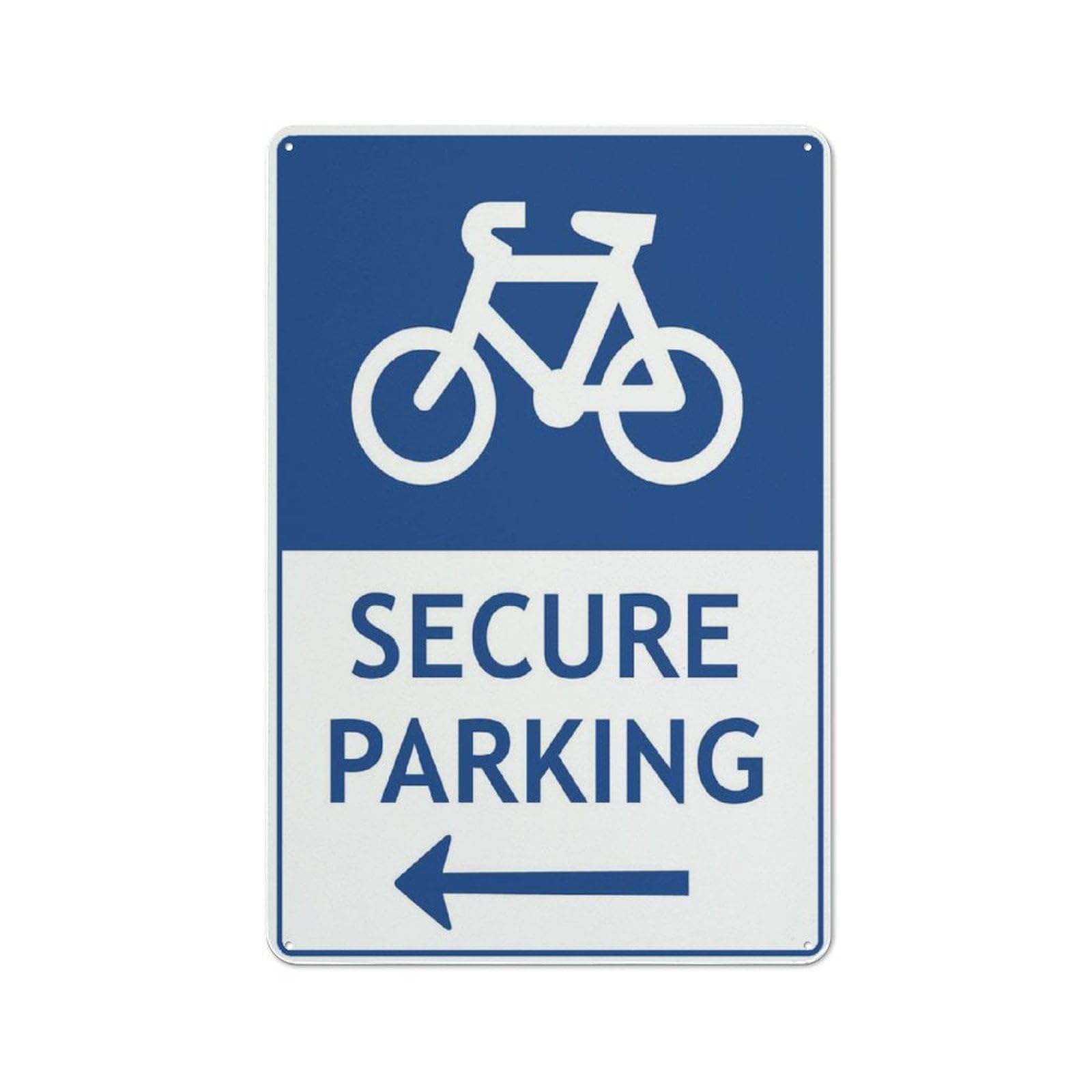 Bike Secure Parking Sign, 8x12 Inch Metal Aluminum, Pre-Drilled Holes for Easy Mounting, Indoor/Outdoor Use for Fence, Door, Gate