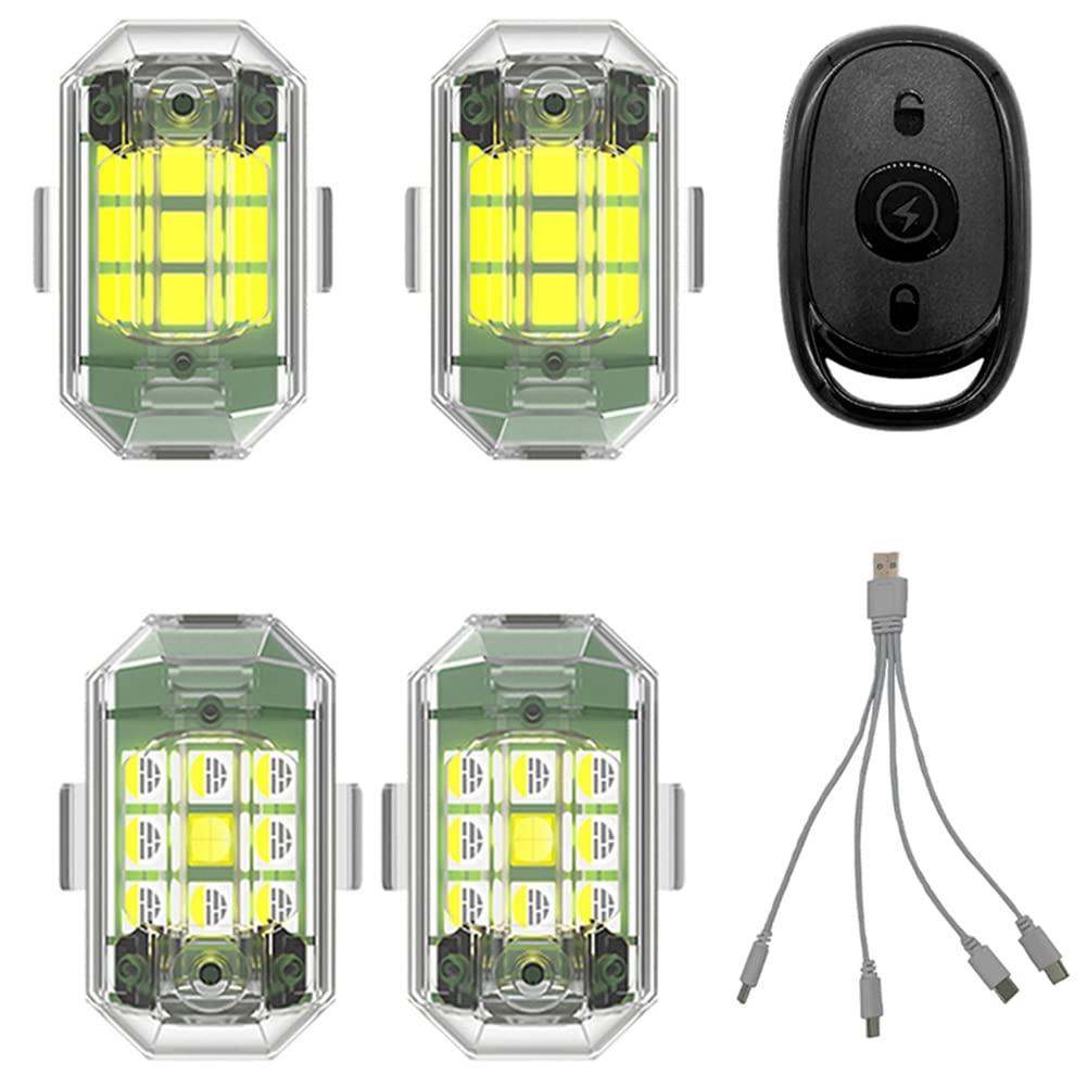 4 Piezas de Luz EstroboscóPica LED de Control Remoto InaláMbrico para Coche, Motocicleta, Bicicleta, 7 Colores, LáMpara de Advertencia de Flash AnticolisióN