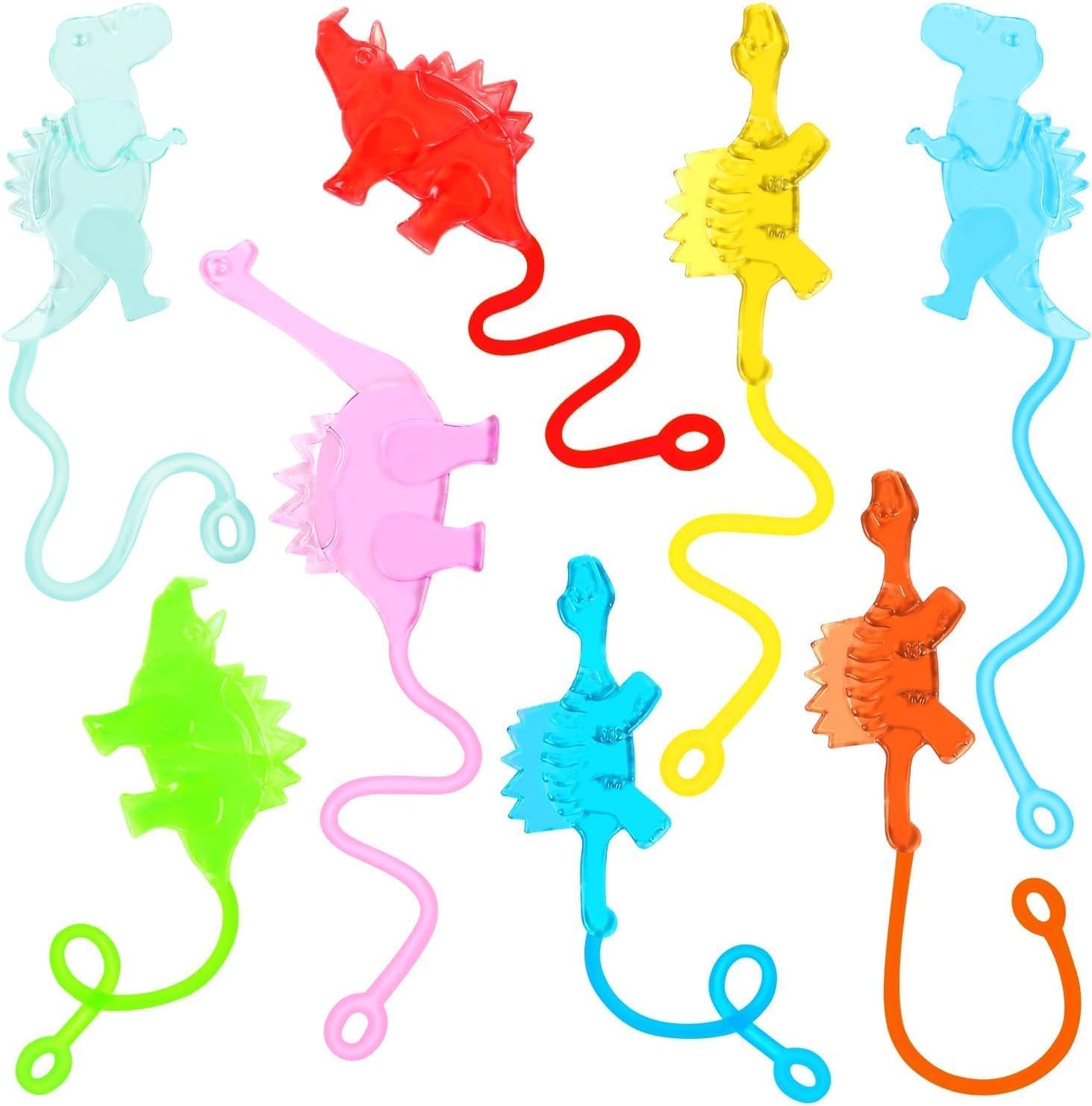 VEYLIN Stretchy Sticky Dinosaur Toys, 30PCS Toy Bulk Party Bag Fillers Classroom Prizes/Rewards Tool/Parcel Gifts for Kids Assorted Colours