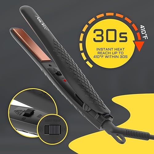 Miniatura 4 de AmoVee Mini plancha de pelo, plancha plana portátil de viaje de doble voltaje, planchas planas pequeñas para cabello corto, oro rosa