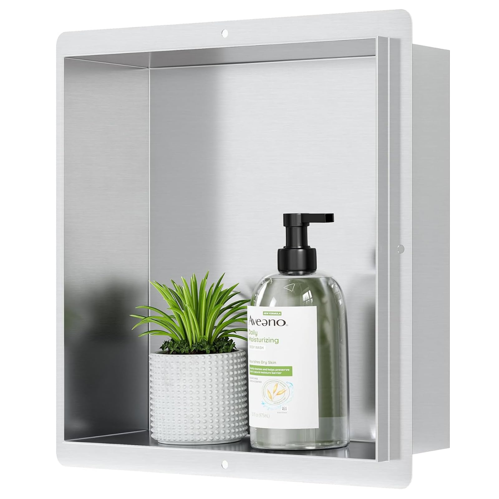 Neodrain Rimless Shower Niche Shelf 12"X12" Stainless Steel Bathroom Wall Niche Waterproof, Recessed Niches for Bathroom Storage, Stainless Wall