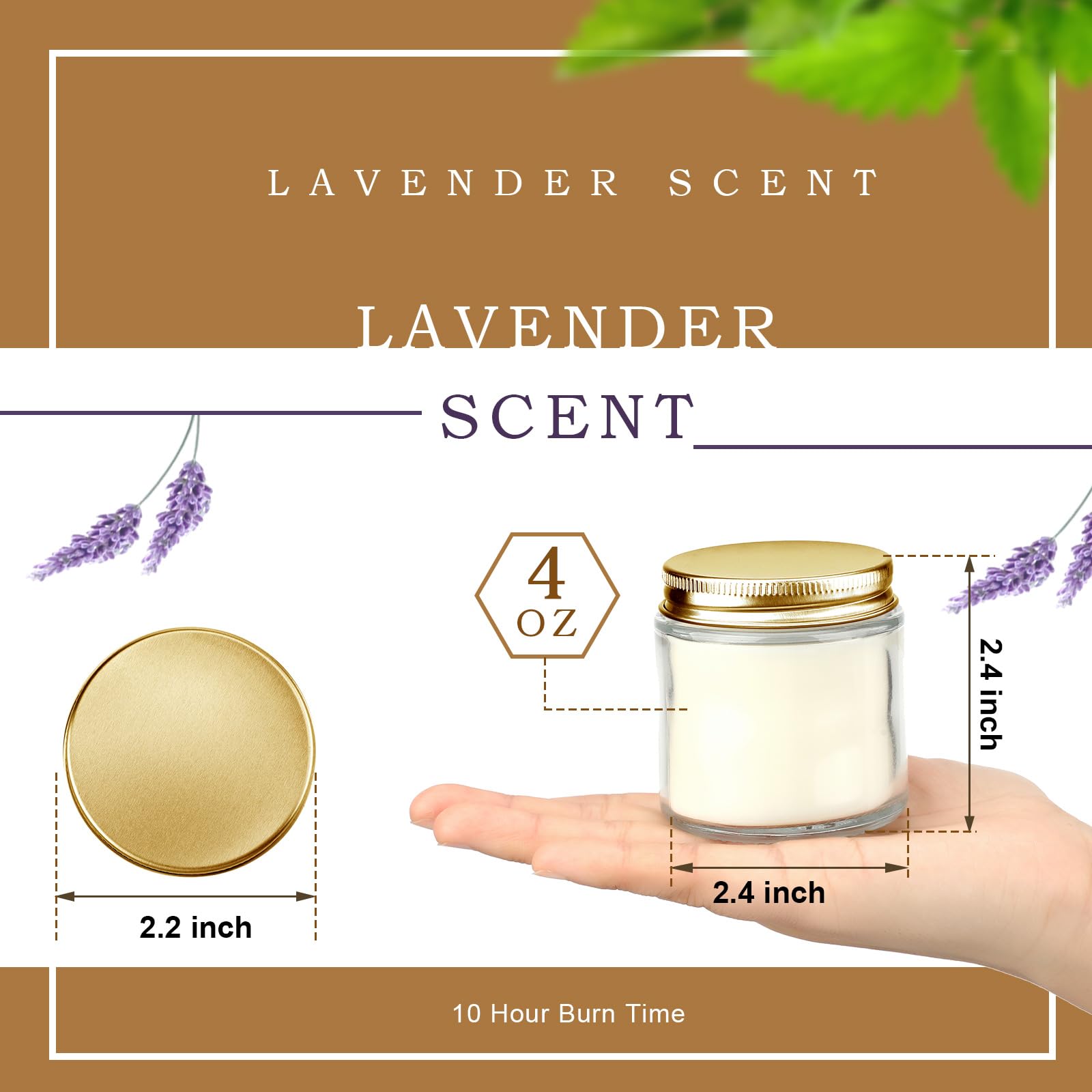 Lounsweer 24PCS Mini Mason Jar Candles 4oz Small Scented Lavender Jar Candles in Bulk Wax Stress Relief Aromatherapy Candles for Christmas Birthday Gift Wedding Baby Shower Party Favors (Gold)