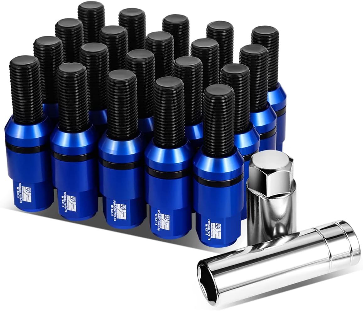 J2 Engineering J2-LN-T7-041CS-BL 20Pcs M14 x 1.5 Removable Cap Closed End Conical Seat Wheel Lug Bolt Compatible with BMW/Infiniti/Volvo