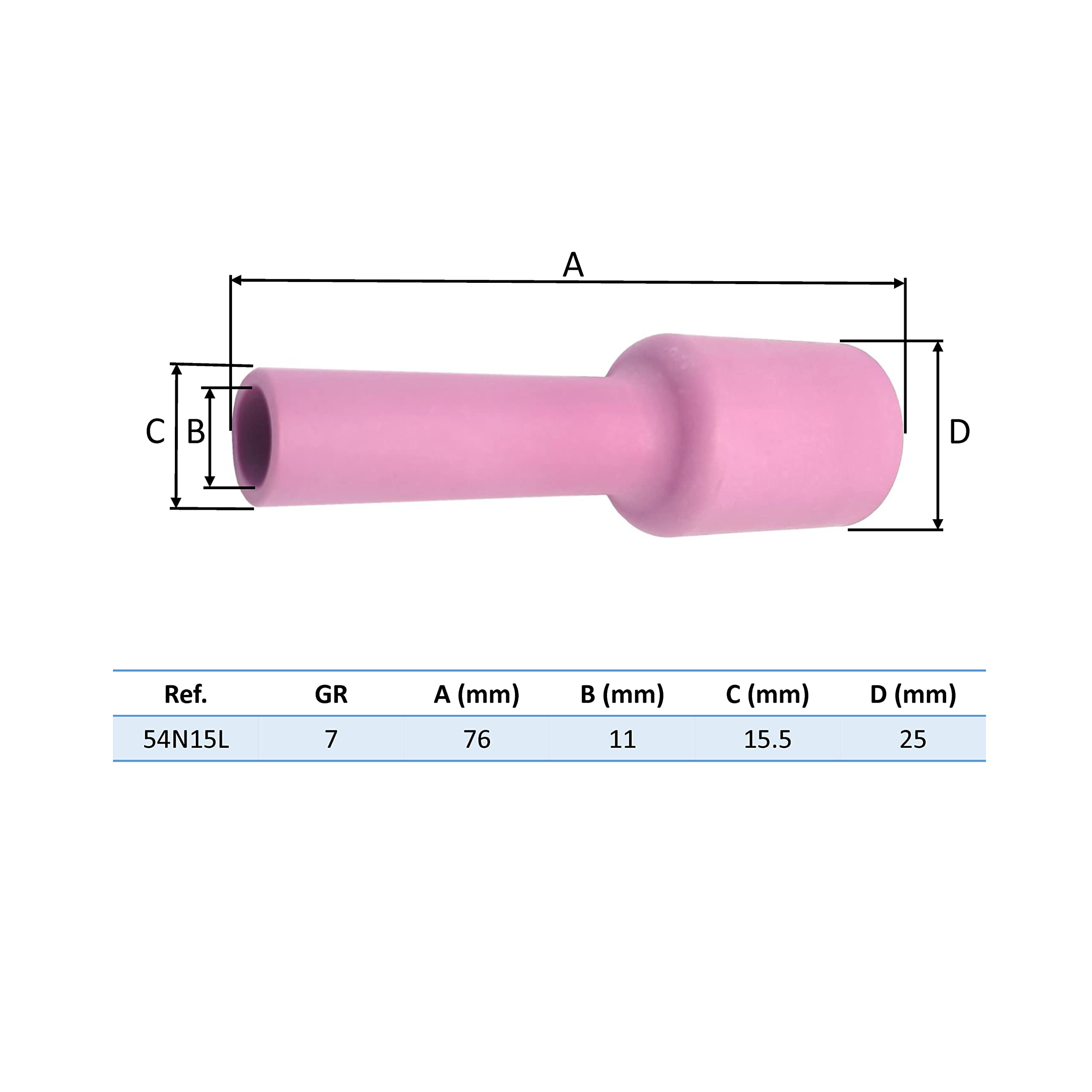 ELCAN 5 GAS LENS ugelli ceramici GR6 lunghi con diametro interno 9,6 mm per torcia TIG serie WP 17 18 e 26. Consumabili e accessori professionali per saldare con pistola o torcia TIG