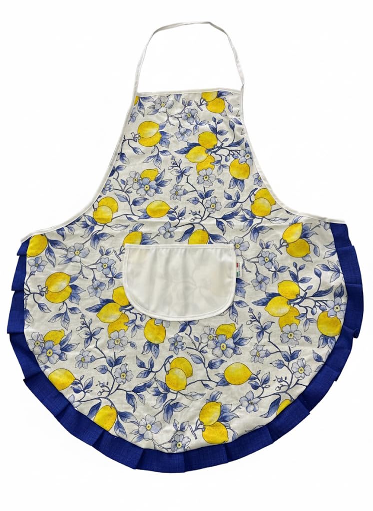 Generico Set Cucina Artigianale in Cotone con Motivo Limoni – Grembiule e Accessori Tavola Coordinati, Stile– Coordinato Tessile Casa Fatto a Mano, Idea Regalo (Set 2 Varianti)