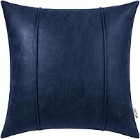 Vista 11 de BRAWARM Fundas de almohada de cuero azul marino de 12 x 20 pulgadas, funda de almohada lumbar de piel sintética con ribetes, almohada de cuero