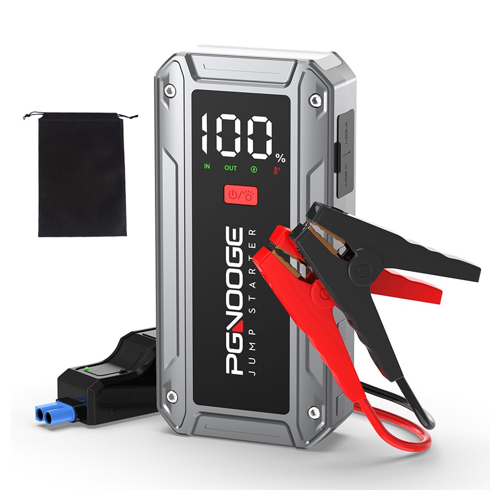 4000A 24600mAh Car Jump Starter (Up to 8.5 L Gas/7.0 L Diesel), 12V Car Battery Jump Starter with Force Start Button and USB Output, Large LCD Display, 600 Lumens Light