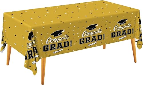 Gatherfun Manteles de graduación, decoración de mesa para fiesta de graduación 2023, plástico impermeable, rectangular, desechable, para