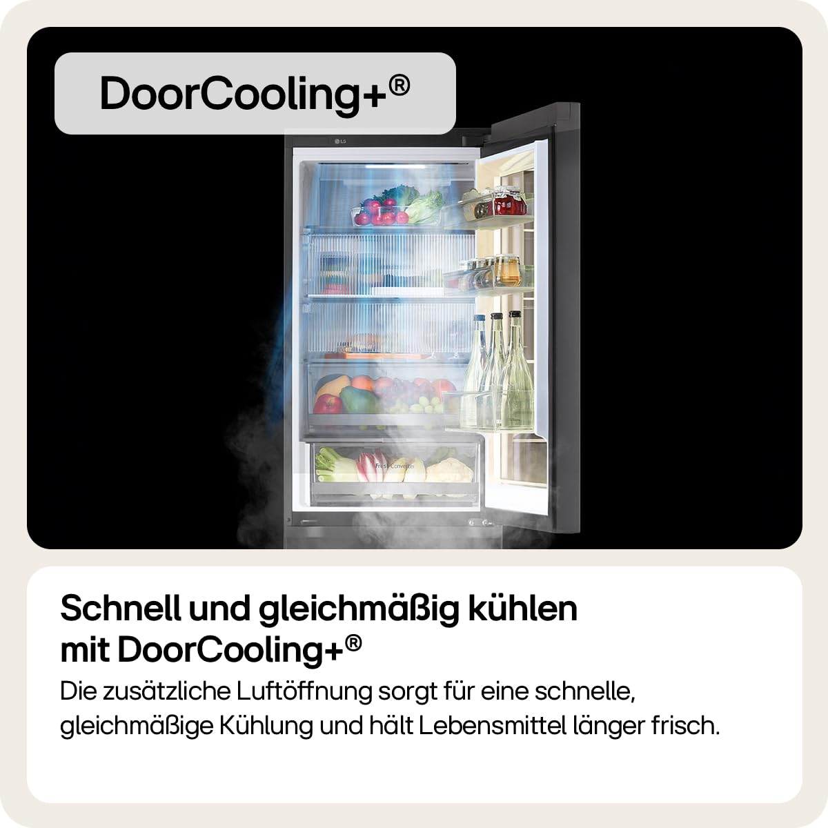 LG GBG5160CPY Kühl-/Gefrierkombination (349 L, Energieklasse C) mit InstaView, Smart Inverter Compressor, DoorCooling+, Food Cover, Silber