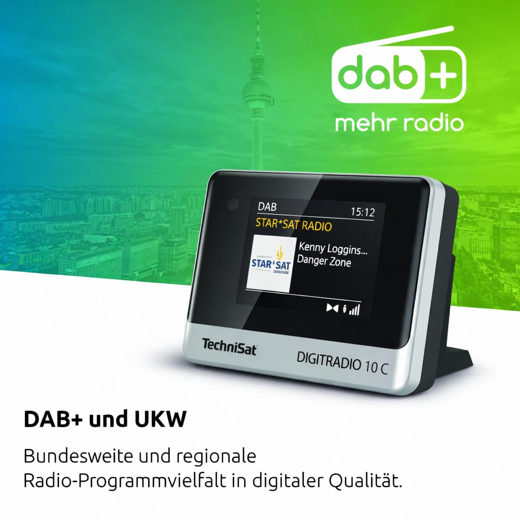 TechniSat DIGITRADIO 10 C DAB+ Digitalradio Adapter Bluetooth Fernbedienung Wecker schwarz/silber