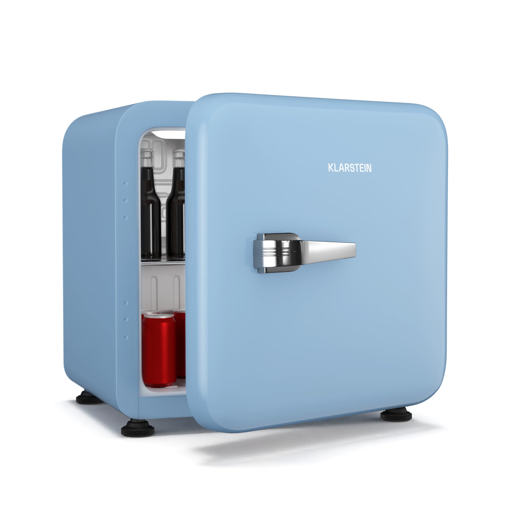 KLARSTEIN Audrey Evo 43L Mini Frigo - Design Rétro, Silencieux 40 dB, Thermostat Mécanique, Porte Réversible, Petit Frigo de Chambre, Bureau, Blanc