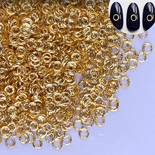 AKOAK 100 Count/Pack 3D Glitter Charm Nail Art Decoration Studs Japanese Rivet Style Mini Gold Alloy Circle Design Nail Supplies
