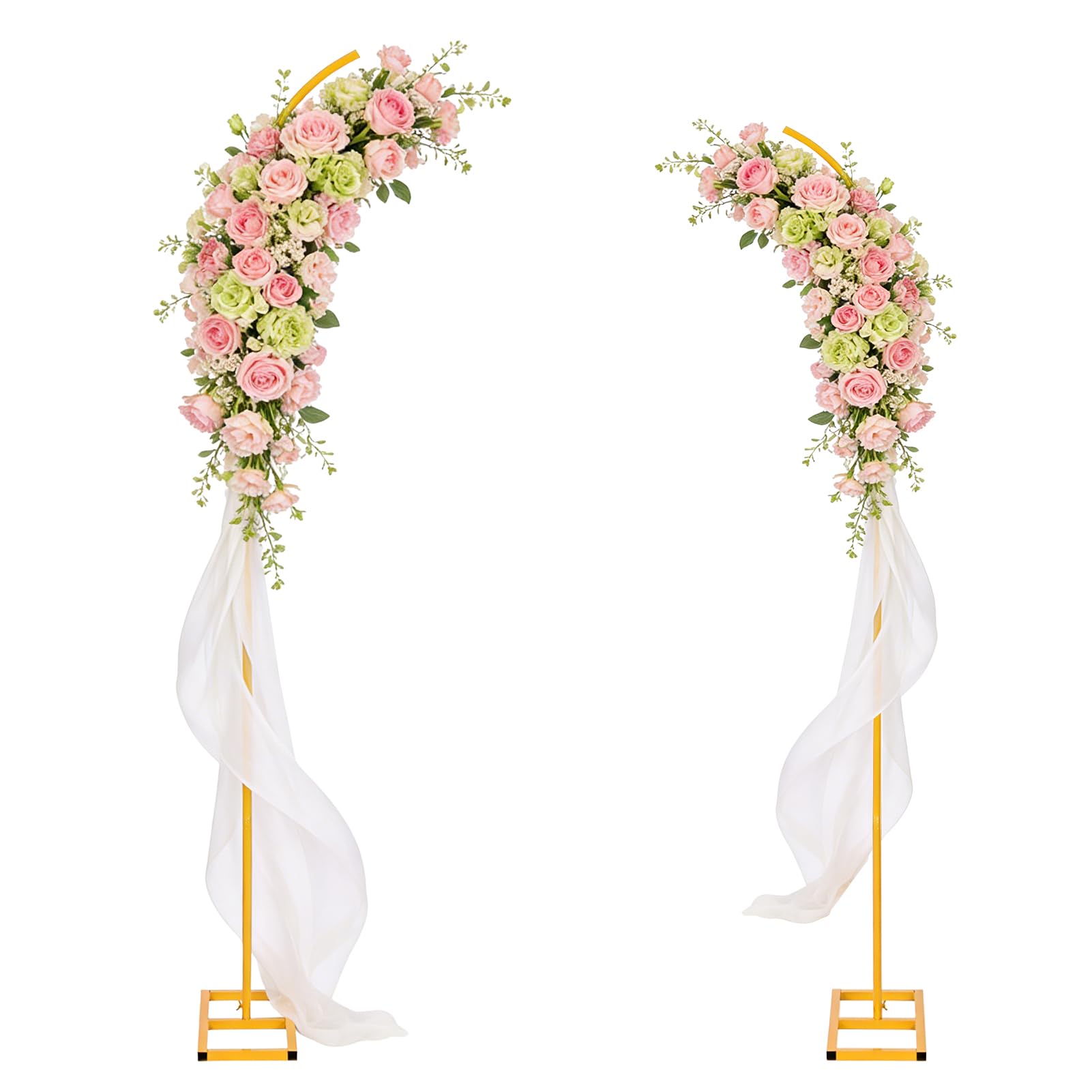 Metall Ballonbogen Ständer,Hochzeitsbogen Hintergrund Ständer Set,Halbrunder Goldener Geeignet für Geburtstage, Hochzeiten, Babytaufen und Alle Arten Von Feierlichkeiten(190cm & 230cm)