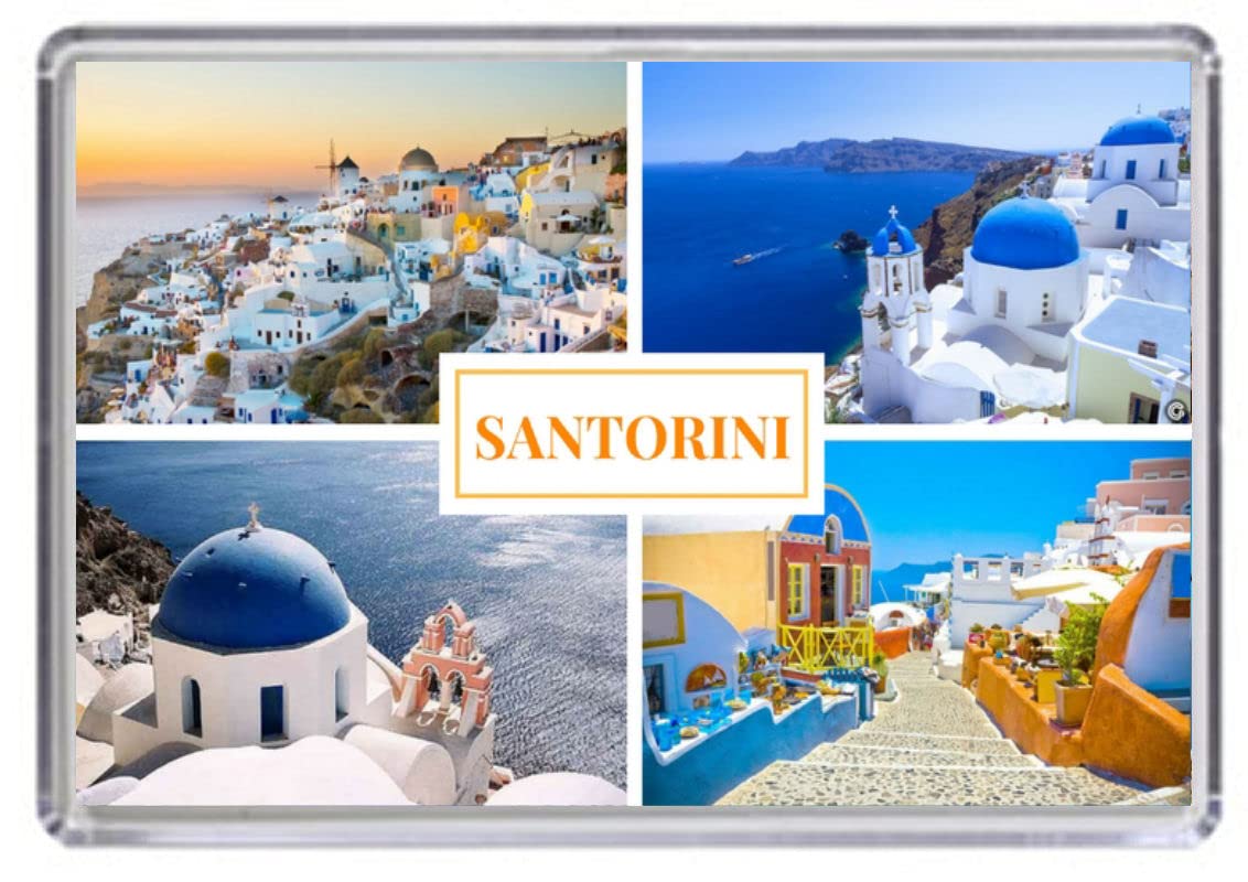 Santorini Greece Cyclades Souvenir Acrylic Fridge Magnet (Standard: 70x45mm)