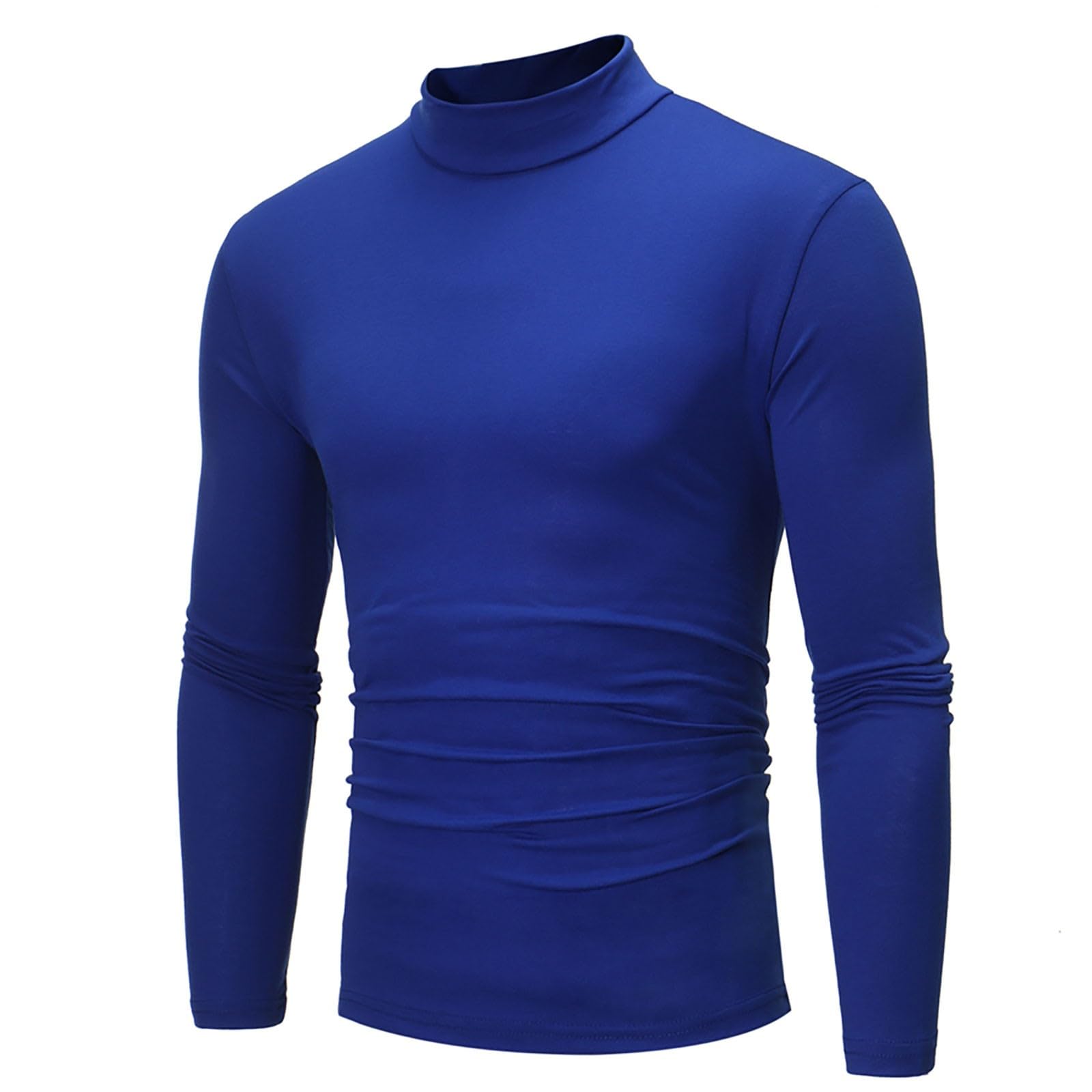 Mens Long Sleeve Shirts Casual Cotton High-Neck Solid Color Slim Bottom Shirt Autumn and Winter Basic Lightweight Top