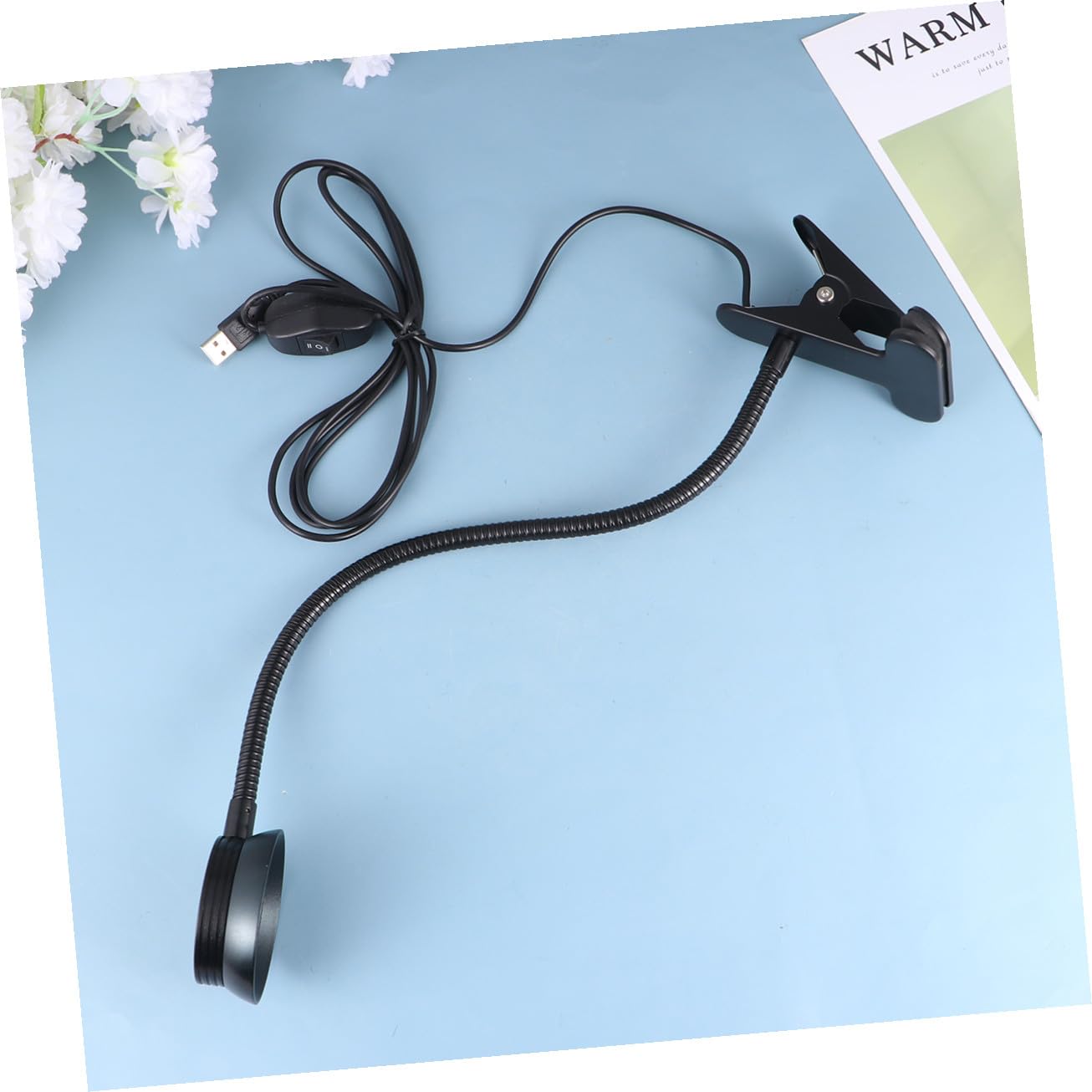 Lampada da Lettura LED Pinza 4w 6w Flessibile Nera | Cavo USB Incluso, Collo Orientabile, Clip Robusta per Letto, Campeggio e Hobby