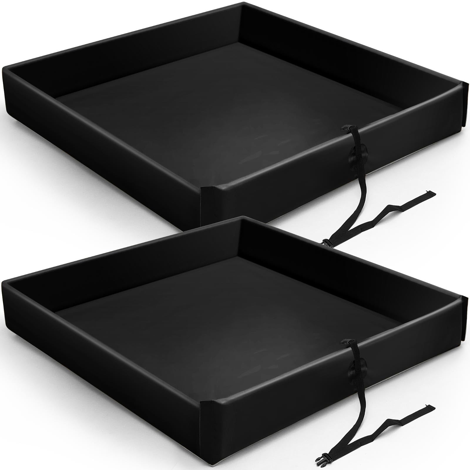 Frienda 2 Pack Folding Duck Pond 4 ft x 4 ft x 6 Inch Portable Spill Containment Mini Berm PVC Mini Spill Berm (Black)