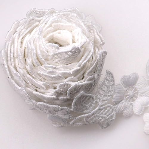 Miniatura 4 de Cinta de encaje con estampado de hojas de flores blancas para coser manualidades, envoltura de regalos y decoraciones de boda nupcial