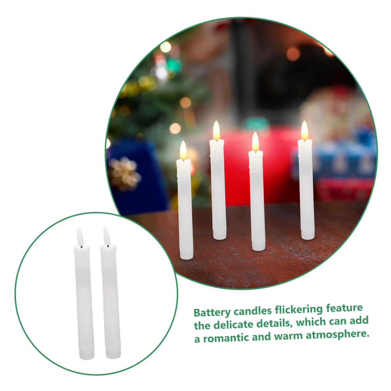 TEHAUX 6 Velas Cónicas a Pilas con Mando a Distancia y Efecto Parpadeante para Ambientación del Hogar en Blanco de Plástico