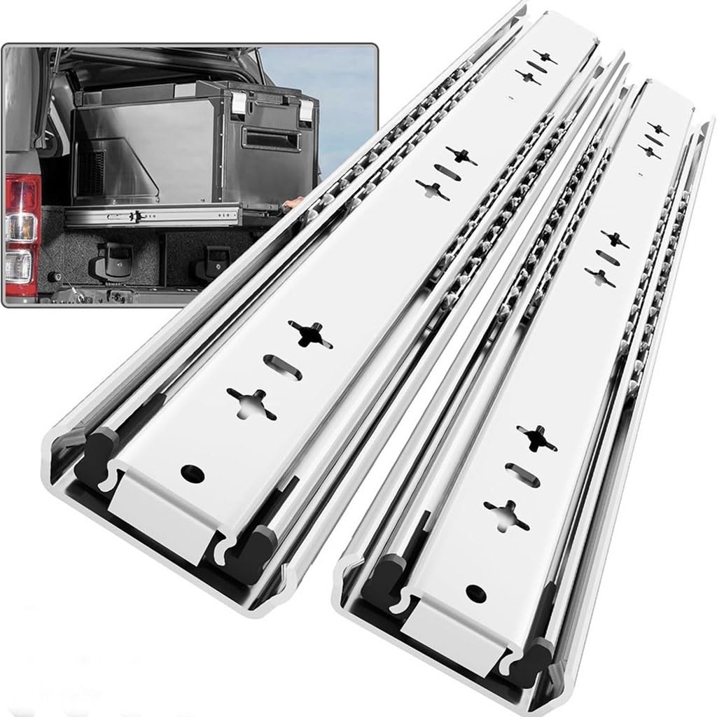 Guías For Cajones De Alta Resistencia, Sin Bloqueo, 53mm Ancho, Capacidad Carga 120kg, Carril Montaje Lateral con Rodamiento Bolas Extensión Completa, 1 Par(36inch 900mm)
