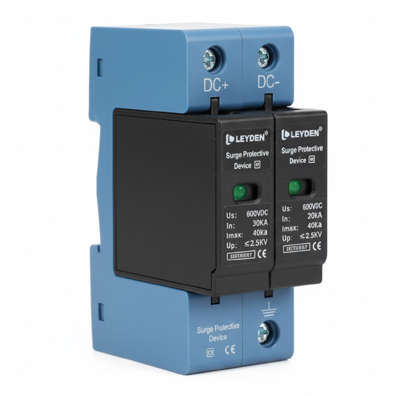 LEYDEN® SPDDC-2P DC Surge Protective Device (SPD) 600VDC | 20kA in, 40kA Imax | Up ≤ 2.0kV | DIN Rail Solar PV Surge Protector (DC+ / DC-)-image-24