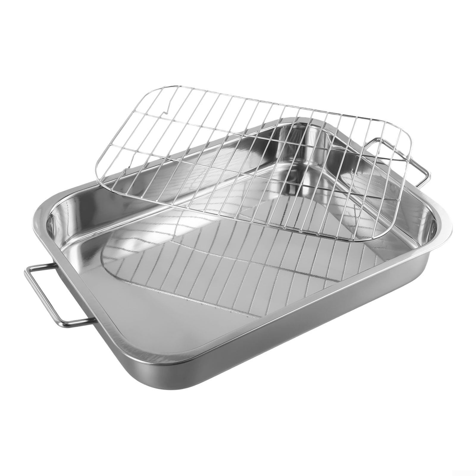 Bandeja Asadora para acero Inoxidable con Rejilla para Horno Pan Grande Pavo Navidad 39x28cm(36 * 26 * 6CM)