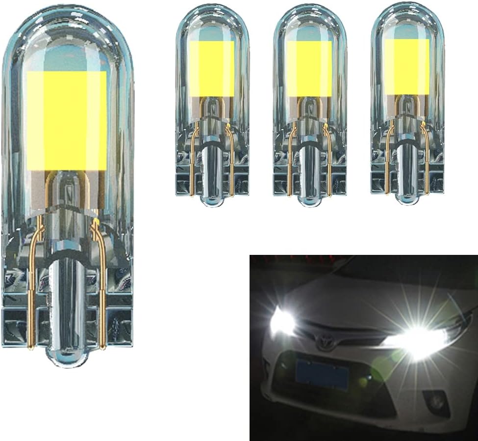 T10 Led ホワイト T10 Ledルームランプ ボジションランプ Ledキャンセラー Ledホワイト爆光 無極性 全方向照射 超拡散角340 キャンセラー内蔵 Canbus Cobチップ搭載 T10ledナンバー灯 1smd 6000k Dc12v専用 車用 時間以上 4個入り 無料長期保証