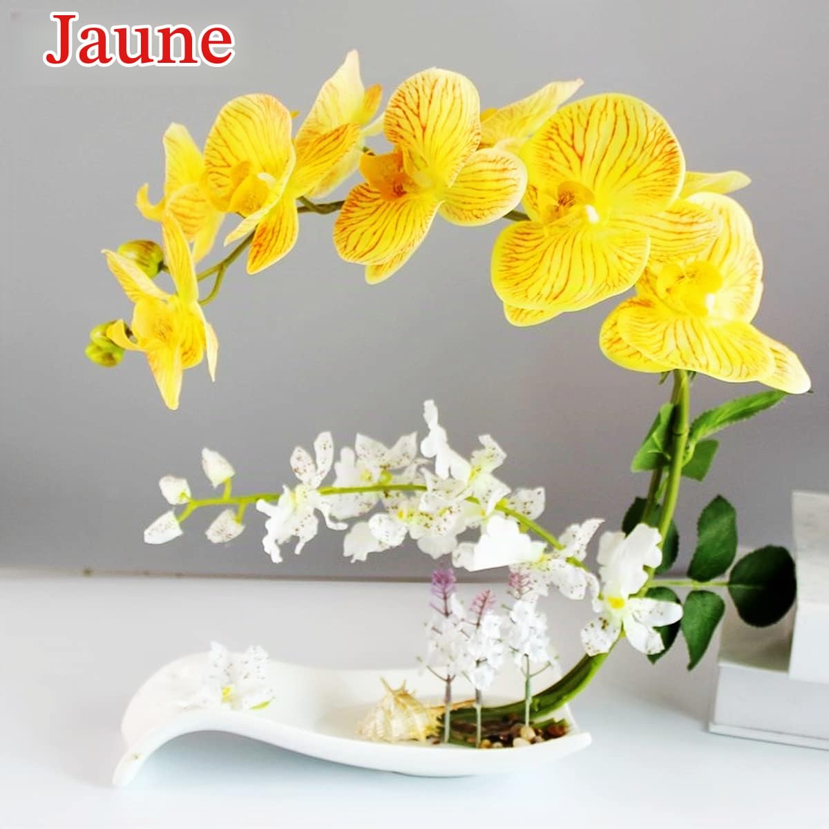 YUANXIN Décorations d'orchidées phalaenopsis artificielles, décoration intérieure, Fleurs factices, Fleurs séchées, Fleurs en Soie, Roses et compositions Florales