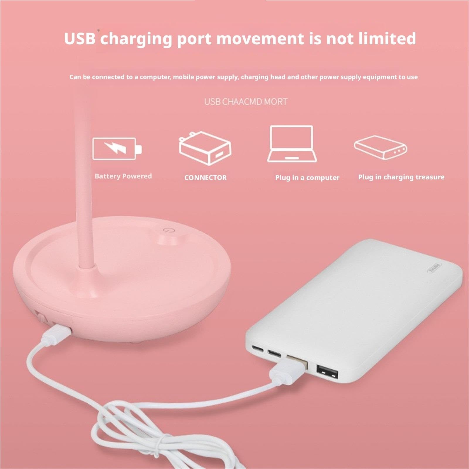 Lampara Escritorio para Oficina Lámpara De Escritorio con Control Táctil Y Forma Flor 3 Niveles Brillo Moderno Flexo Escritorio(Pink)