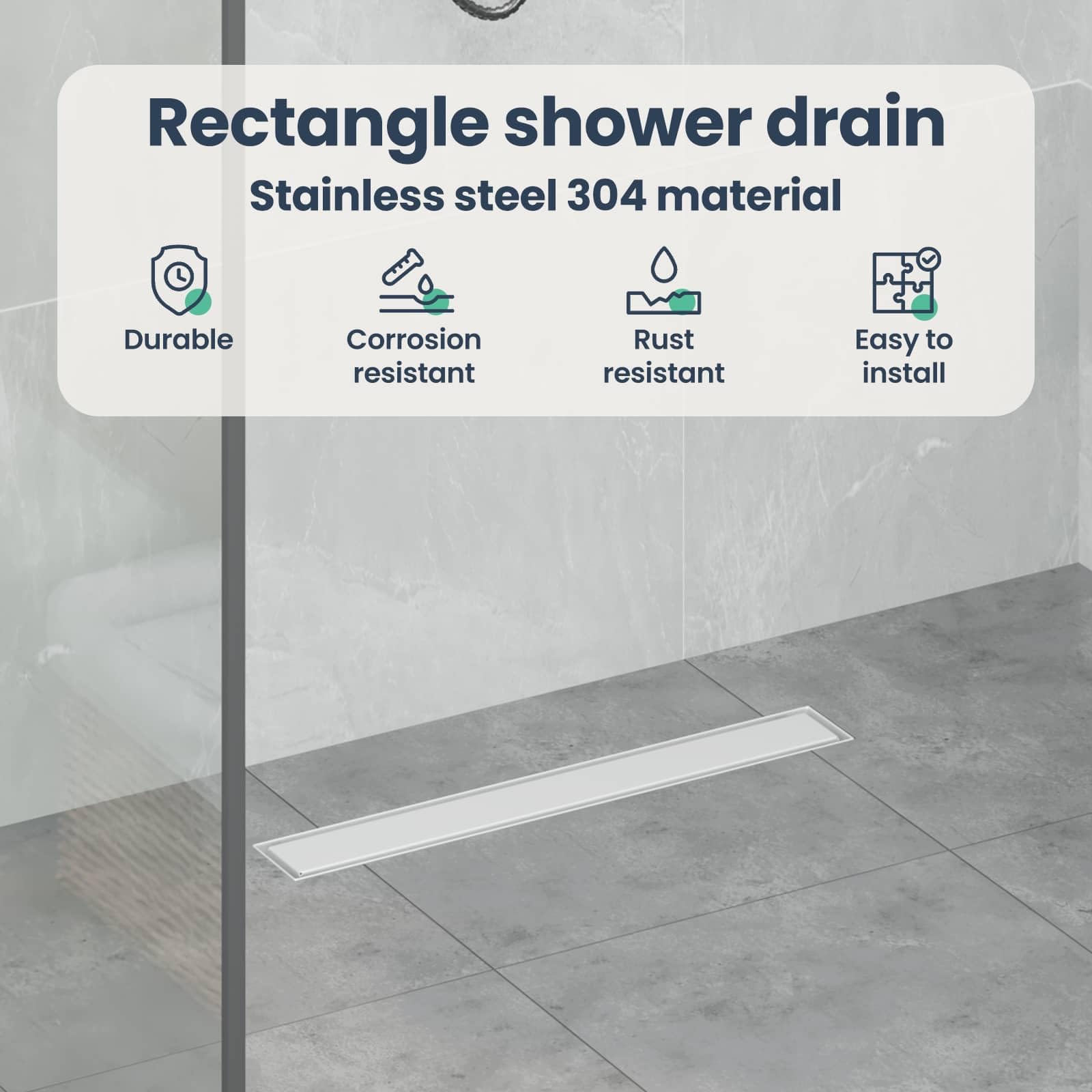 vidaXL Scarico Doccia 2-in-1 con sifone a 360° Argento, Ristrutturazione Bagno, componente Doccia Moderno, Installazione Scarico Rettangolare per drenaggio e impianto Idraulico