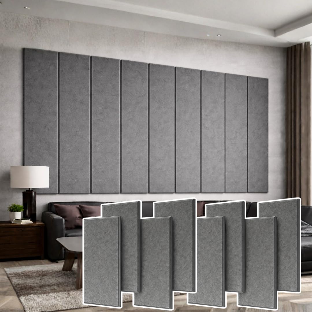 Crysendo Acoustic Rectangular Panels for Wall|Sound Absorption Panels (NRC 0.30) Designed to Reduce Echo & Improve Room Acoustics|100% Polyester Fibre,9mm Thick|For Studio, Theatre (4x2ft) (Grey-8Pcs)-image-21