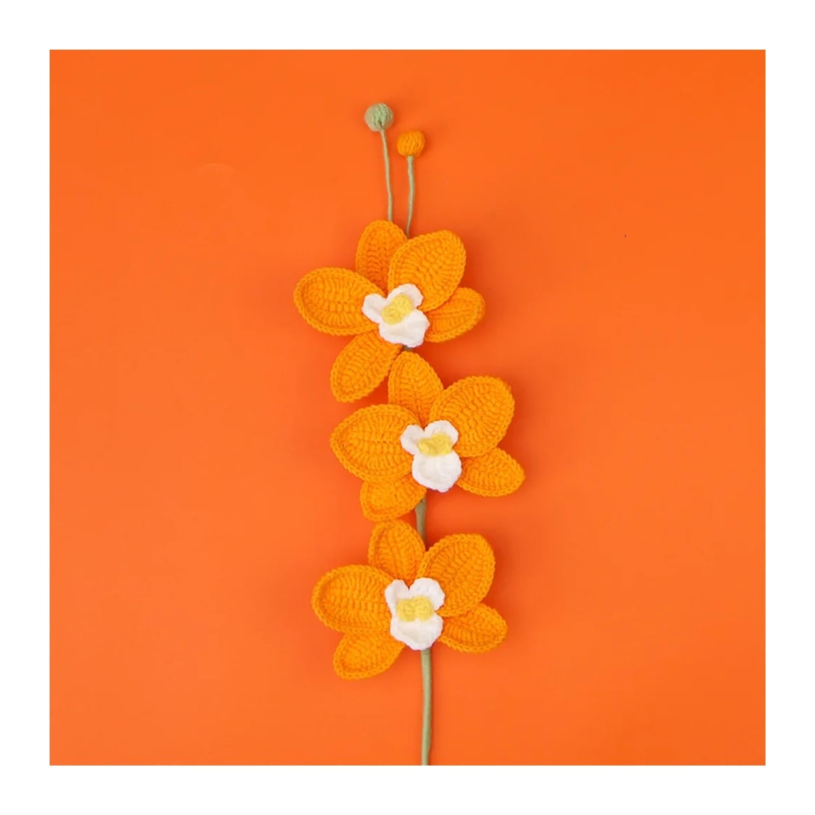 PawUniscript 2pcs Lovely Phalaenopsis Crochet Bouquet - Cute Knitting Flower For Wedding, Home Decor & Gift(Color3)