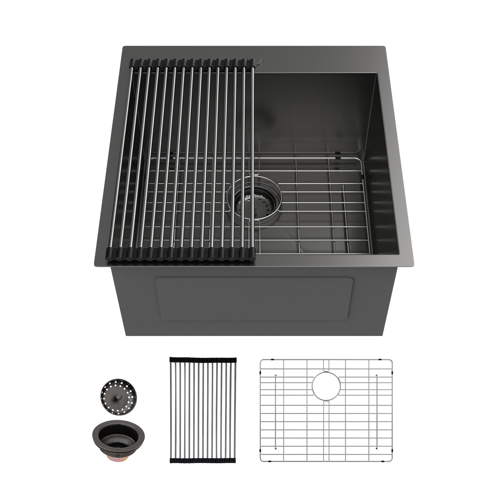 Sarlai 22x22 Black Drop In Laundry Sink