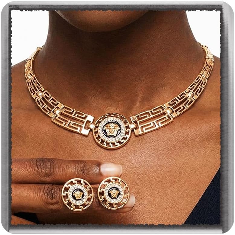 TWINKLEDE African Jewelry Sets Gold Earrings and Necklaces Choker for Women