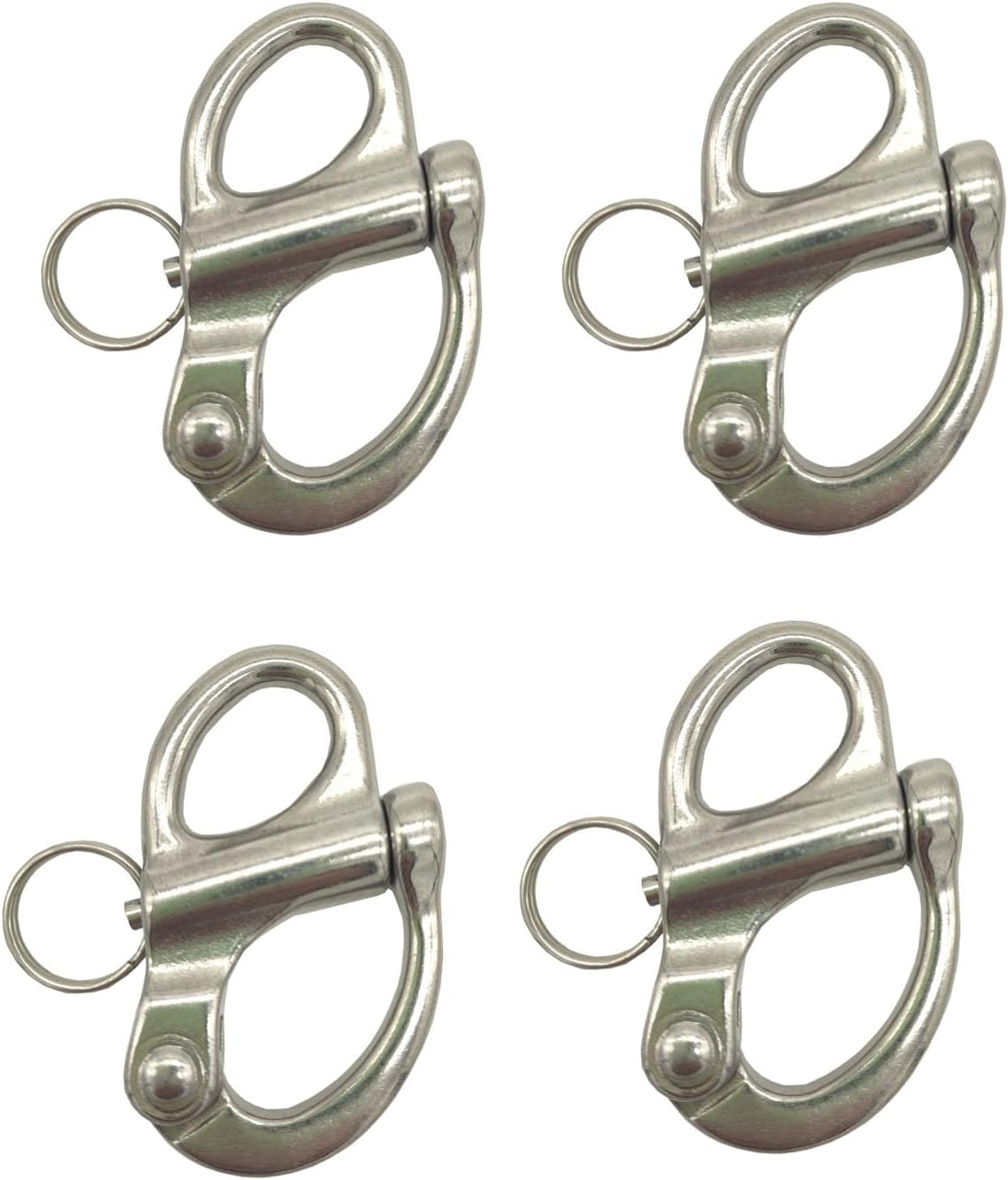 - 4pcs 2-5/8” Fixed Bail Snap Shackles 316 Stainless Steel for Bracelet Sail Boat Yacht