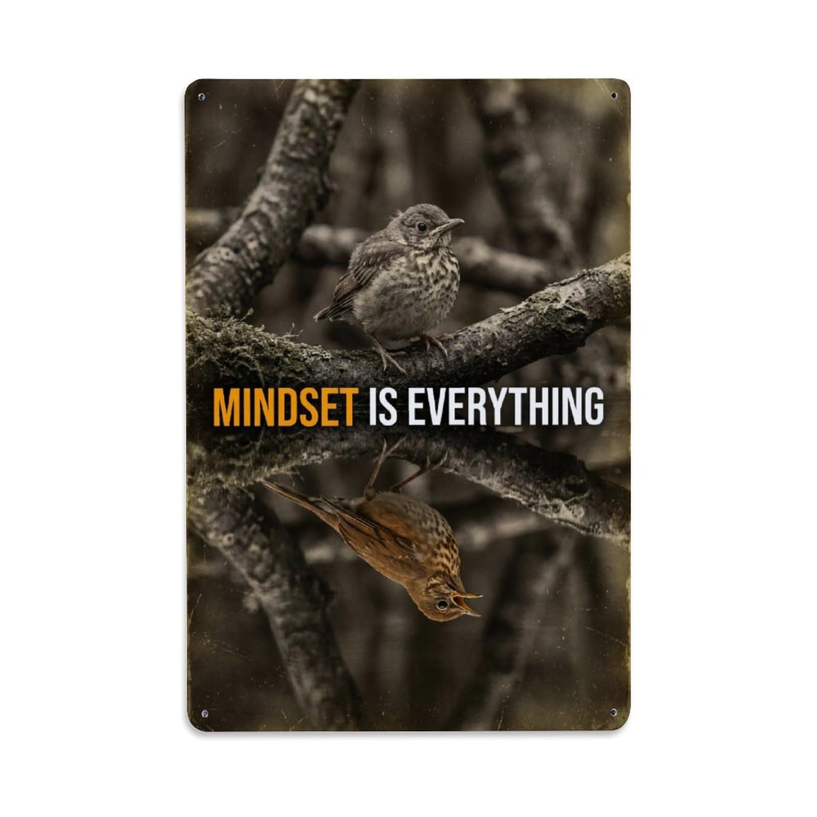 Mindset Is Everything Thrush Animal Motivation Quote Metal Tin Sign