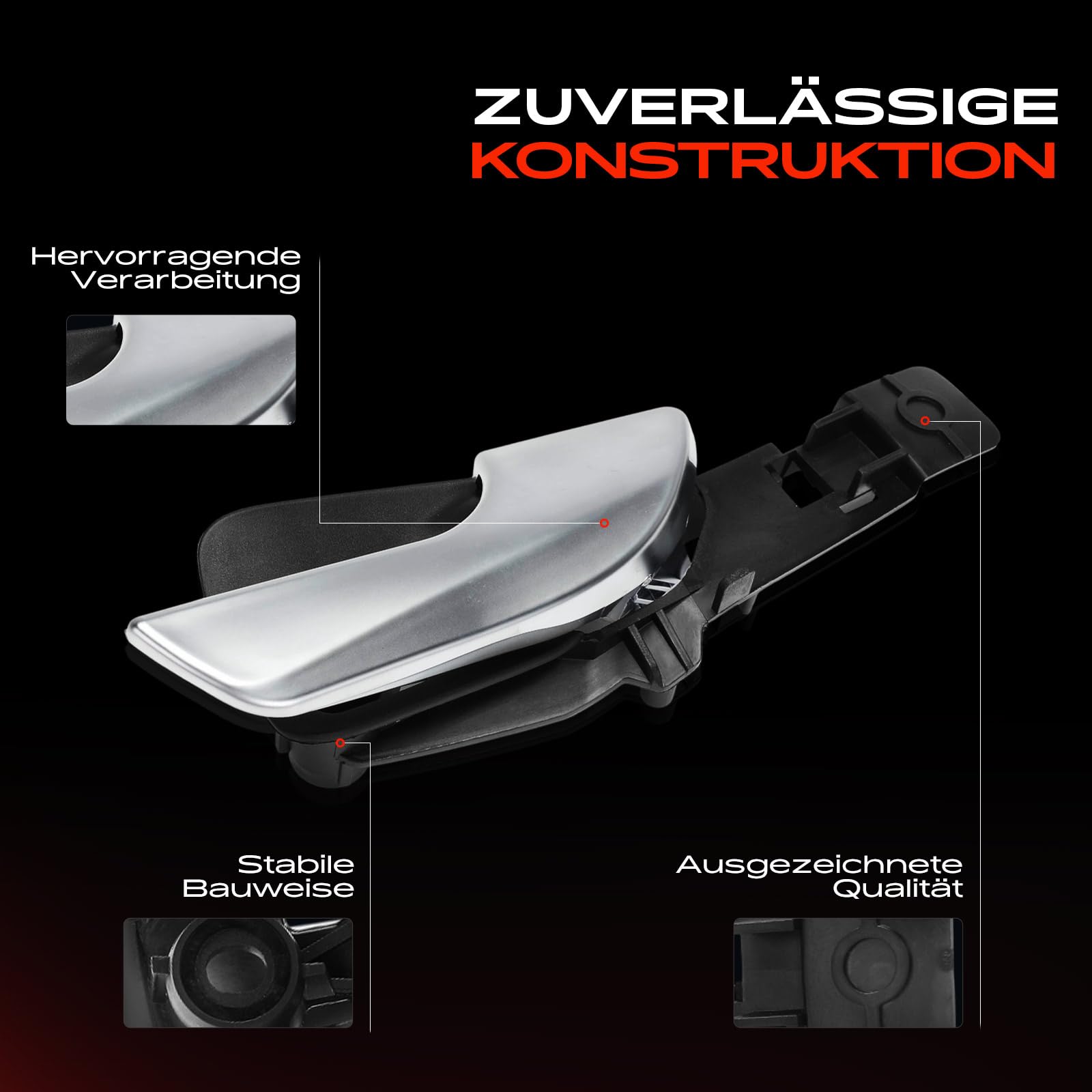 Frankberg 2x Maniglia della porta Interno Anteriore sinistro Destro Plastica cromata argento Compatibile con Giulietta 940 Compatto 2010-2016 Replace# 156092167