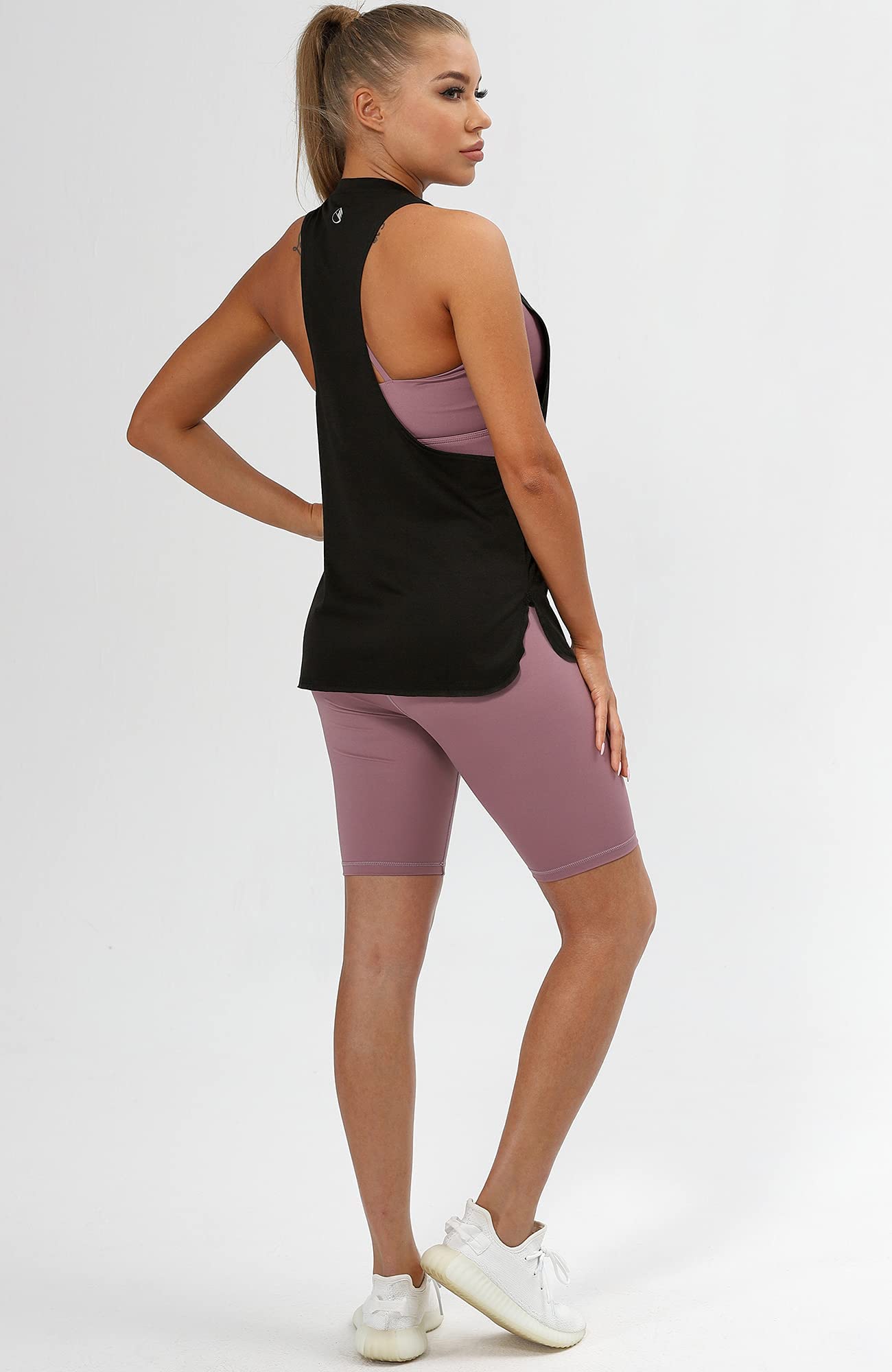 icyzone Sueltas y Ocio Camiseta de Fitness Deportiva de Tirantes para Mujer, Pack de 3