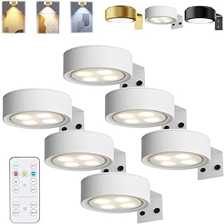 HItianya Topveden Picture Lights for Wall, Magnetic Painting Light, Luces inalámbricas para cuadros, sin taladro, para pósteres, con 3 temperaturas de color y control remoto (Blanco*6PC, 3Color)