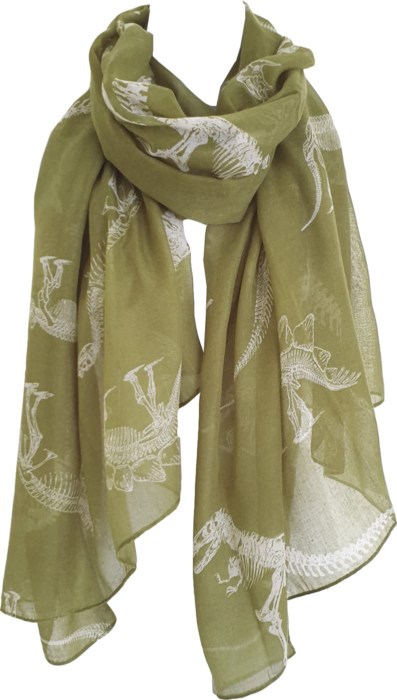 Glamlondon Women's Green Dinosaurs Print Scarf (Green)