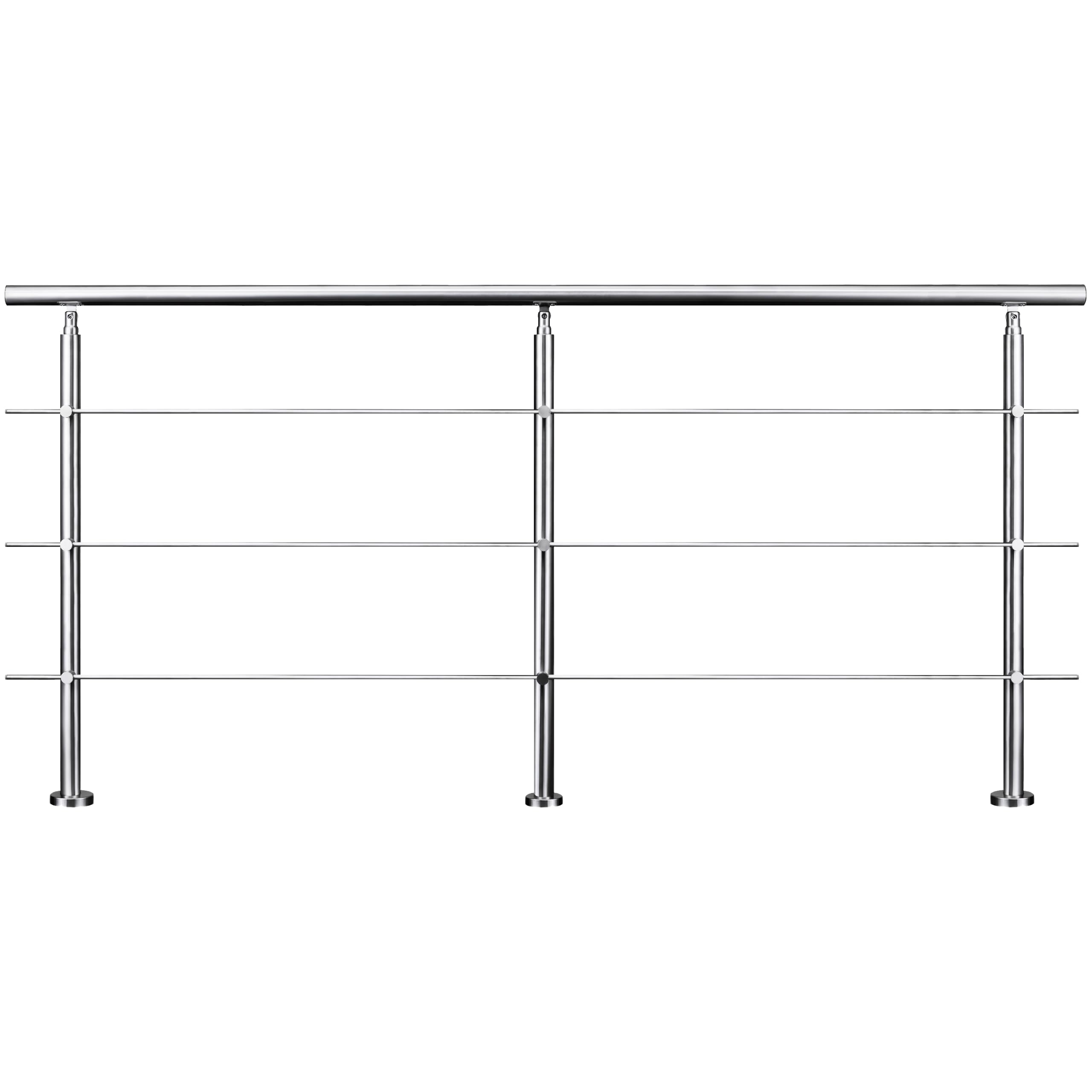 3-Bar Silver Stainless Steel Stair Handrail Safety Guardrail