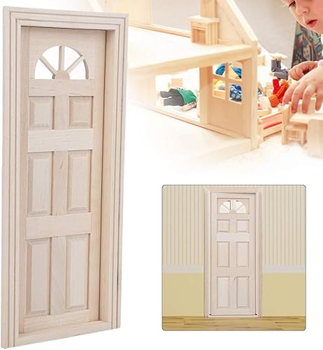 Miniatura 9 de Puerta de casa de muñecas, 1:12 casa de muñecas de madera en miniatura simulada puerta mini ventana modelo juguete accesorio Cargostrap casa de