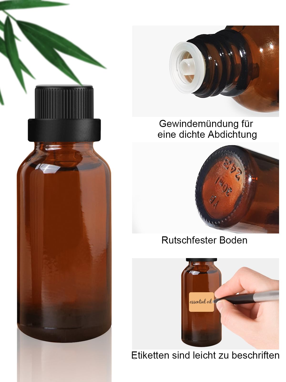 Essenciales Bottiglie Di Vetro Ambra Con Pipetta Contagocce - Foto 12