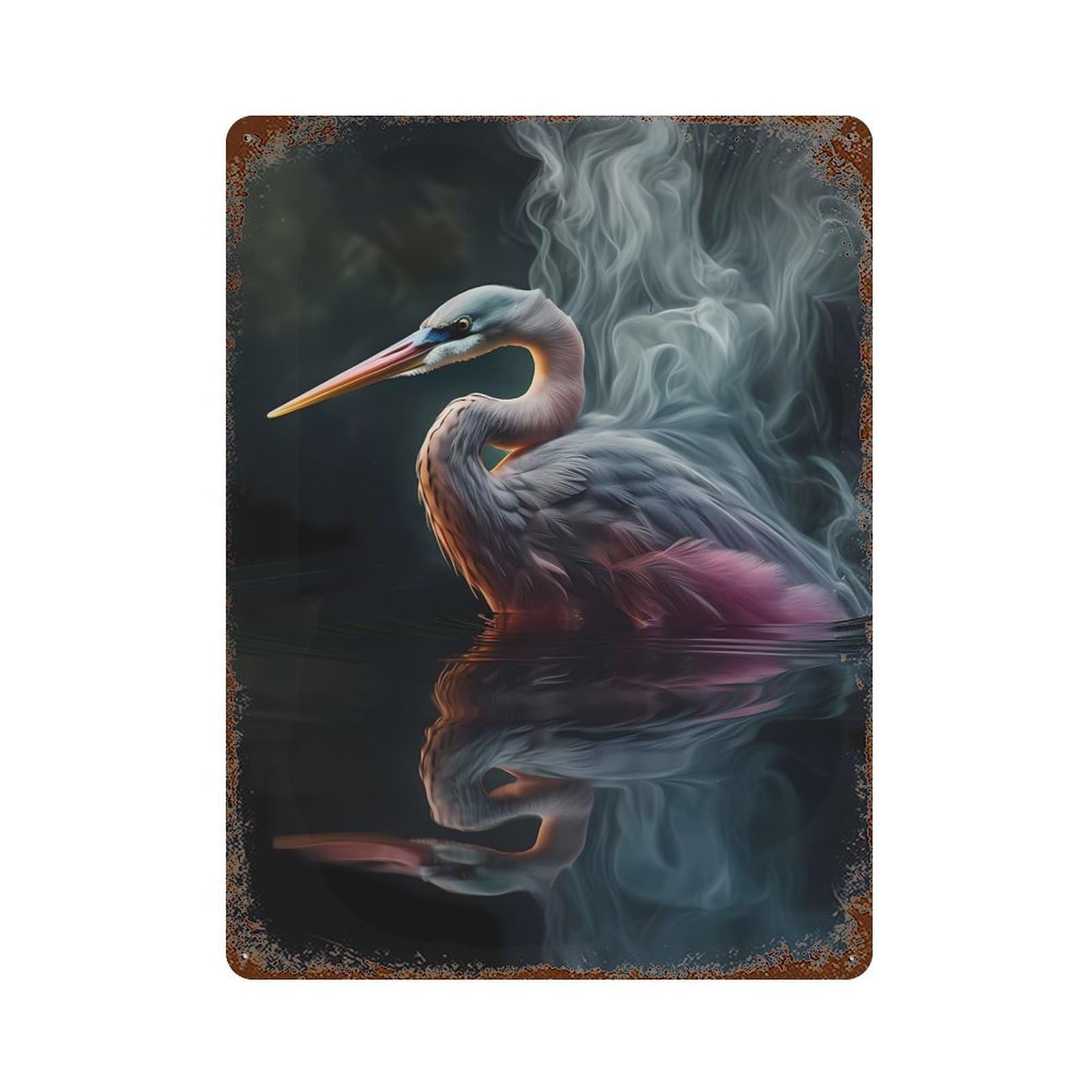Parrot Water Neon Smoke Weathered Tin Sign 15.7"x11.8", Ideal for Shed, Workshop And Garage Wall Decor