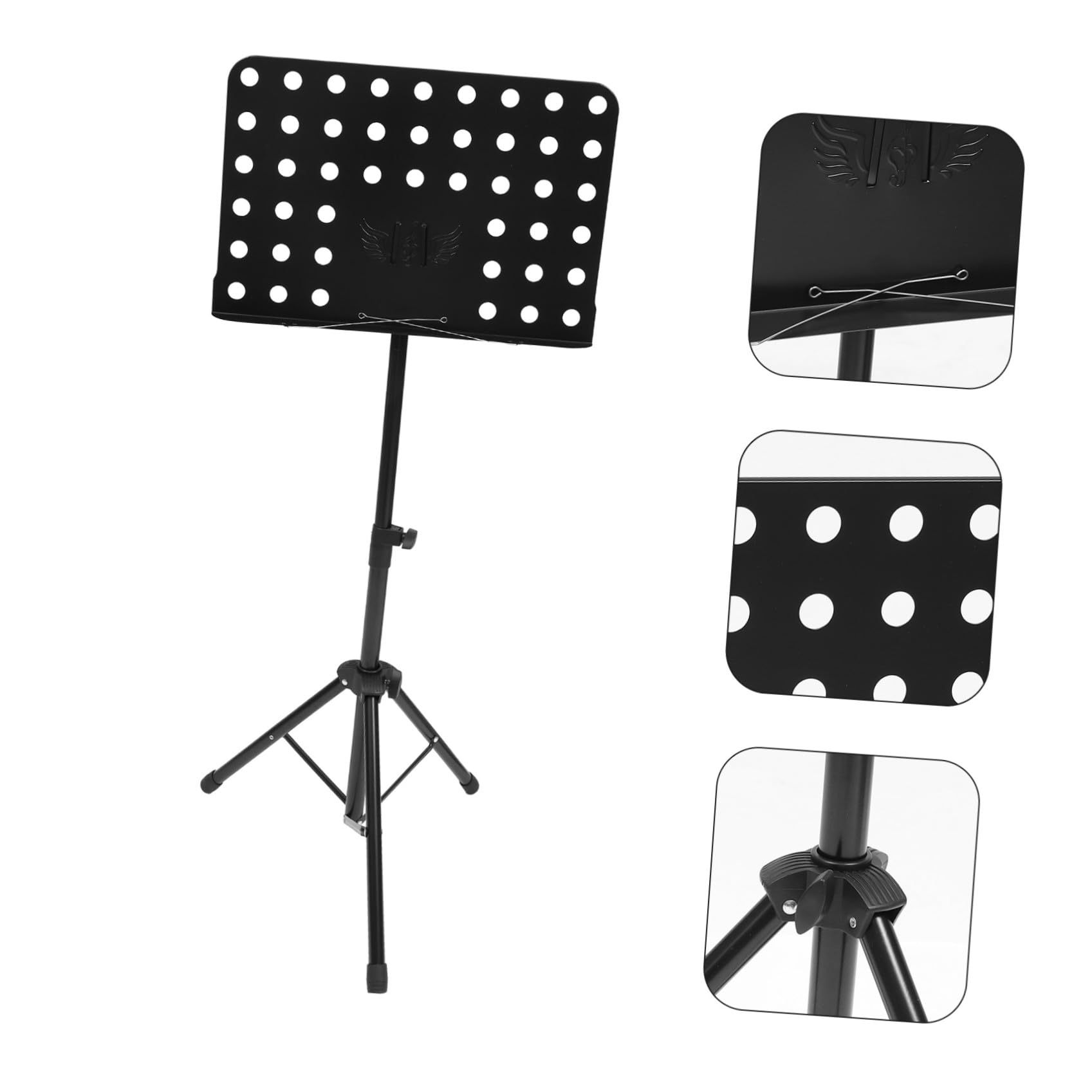 Atril de Partituras Plegable y Portátil de Acero para Libros de Música, Color Negro, Adecuado para Guitarras y Presentaciones