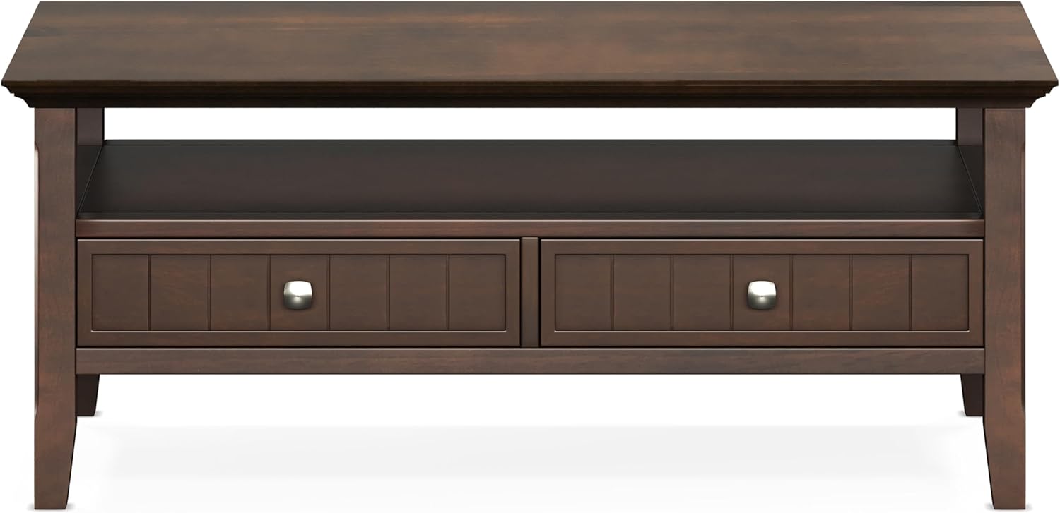 Brunette Brown Rectangular Wood Coffee Table with Storage