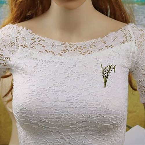 Miniatura 3 de Broches vintage con hojas de perlas sintéticas, broches de solapa esmaltados verdes, broche de moda para plantas, flores, broche, accesorios de