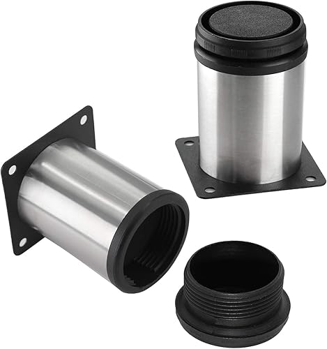 Miniatura 2 de Kyuionty Juego de 4 patas de acero inoxidable para muebles de 3 pulgadas, patas redondas ajustables de gabinete de 2 pulgadas de diámetro, patas de