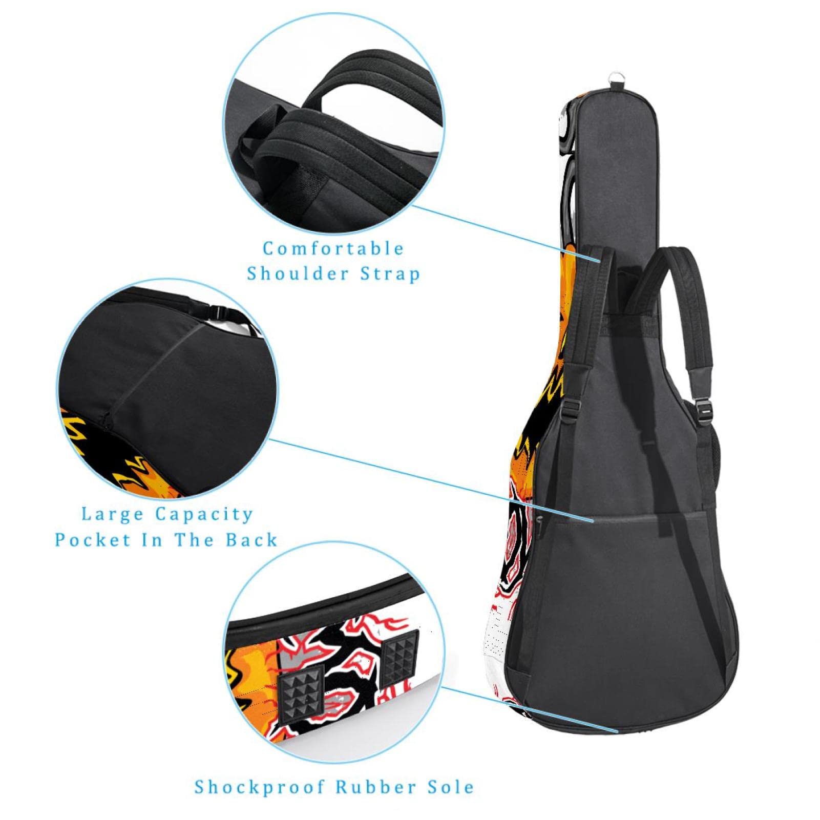Funda Para Guitarra Eléctrica Víspera De Todos Los Santos Bolsa Guitarra Acolchada 6Mm Tela Oxford Impermeable Para Guitarra Acústica Y Clásica 40 41 Pollici