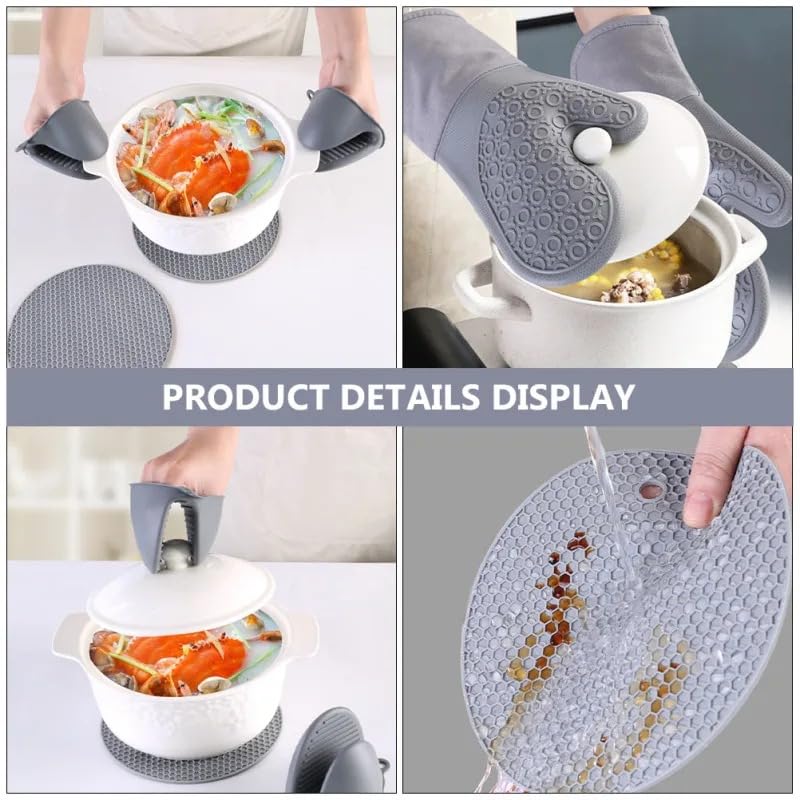 ActivPro 7-teiliges Set mit Ofenhandschuhen aus Silikon, wasserdicht, rutschfest, hitzebeständig, für die Mikrowelle, Heißluftfritteuse, Topflappen, Grillen, Kochen, Backen, Grillen, Küchenutensilien